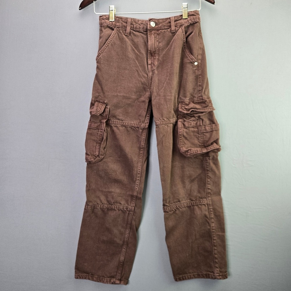 Y&F Cargo Pants Boys 12-13 Brown Multi-Pocket Utility Cotton Trousers 3603